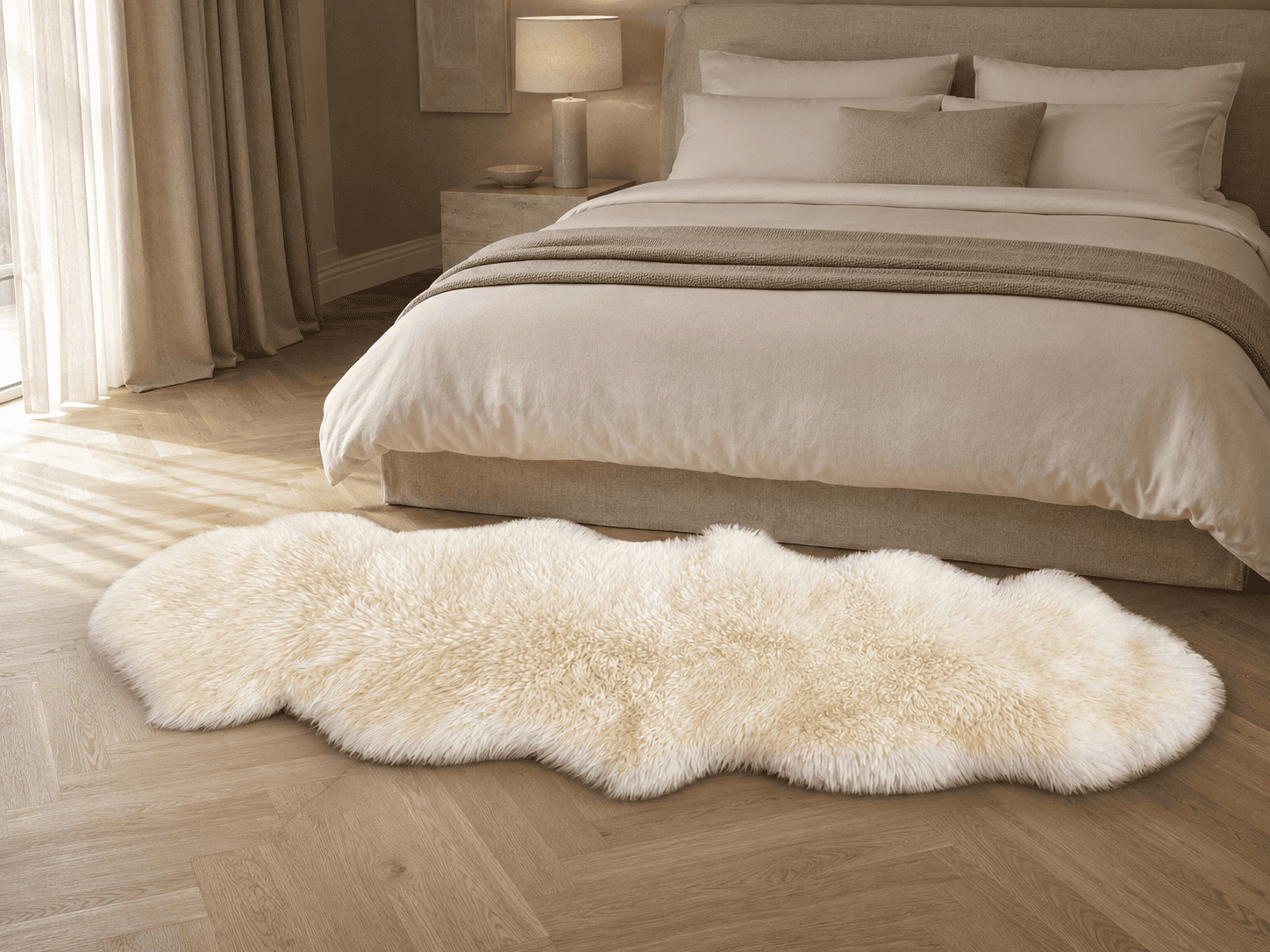 Dupla janjeća koža Bijela 65x180 cm od prave australske merino vune