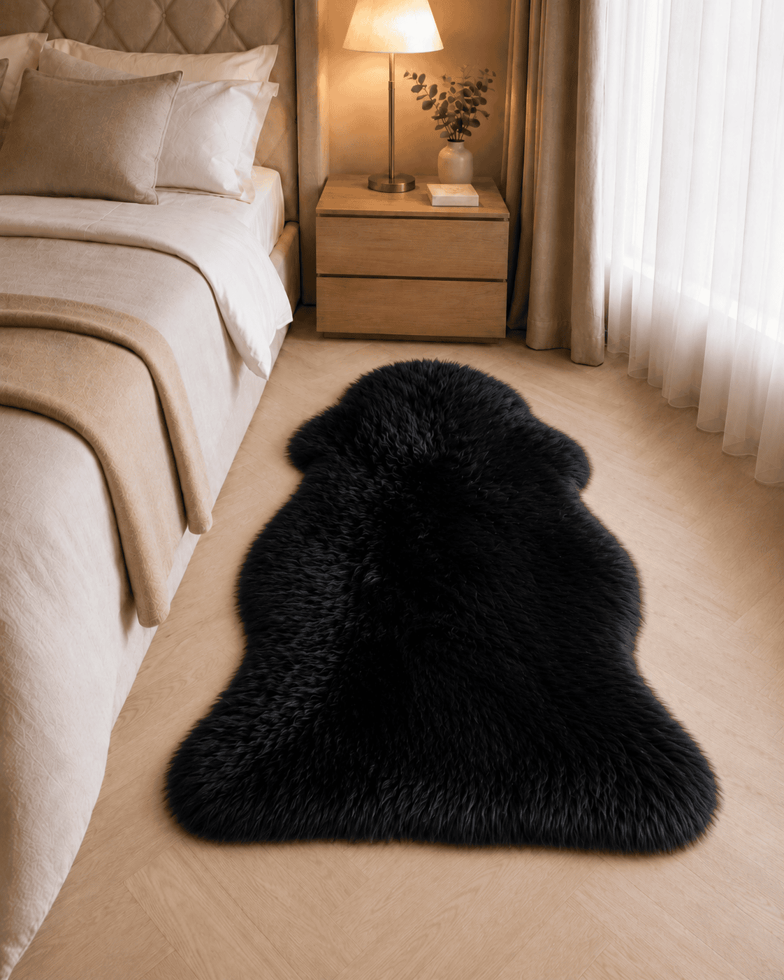 Janjeća koža Crna 65x104 cm od prave australske merino vune
