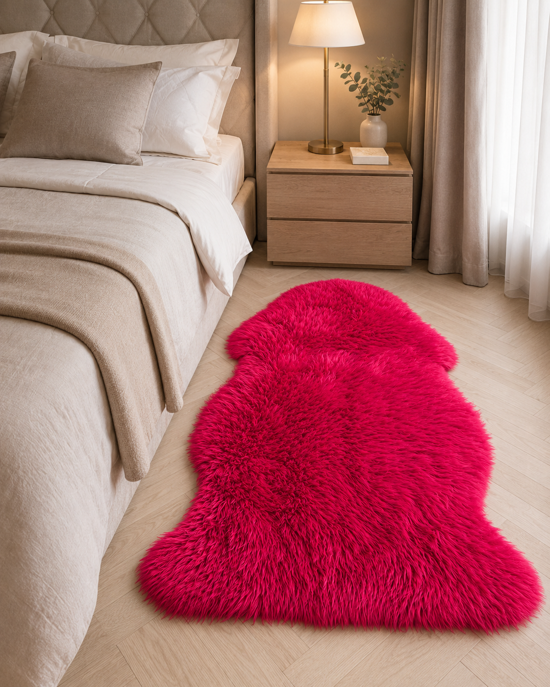 Crvena janjeća koža 65x104 cm od prave australske merino vune