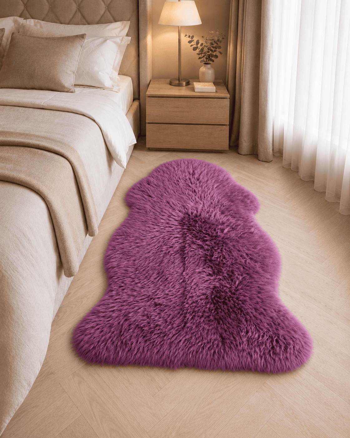 Janjeća vuna Dark Magenta 65x104 cm od prave australske merino vune